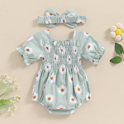 Daisy Smocked Romper & Headband