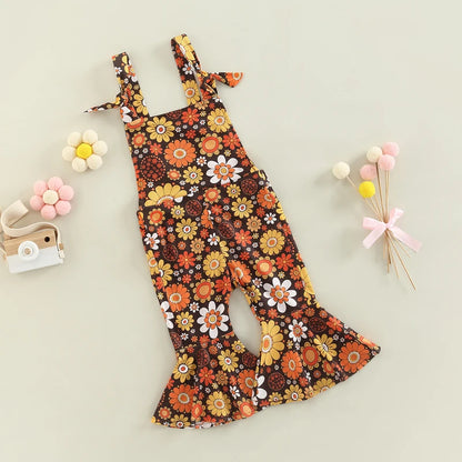 Toddler Baby Kid Girl Romper Sleeveless Off Shoulder Flower Print Loose Long Ruffle Romper