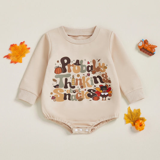 Baby Thanksgiving Letter Romper – Fall – Long Sleeve Bodysuit