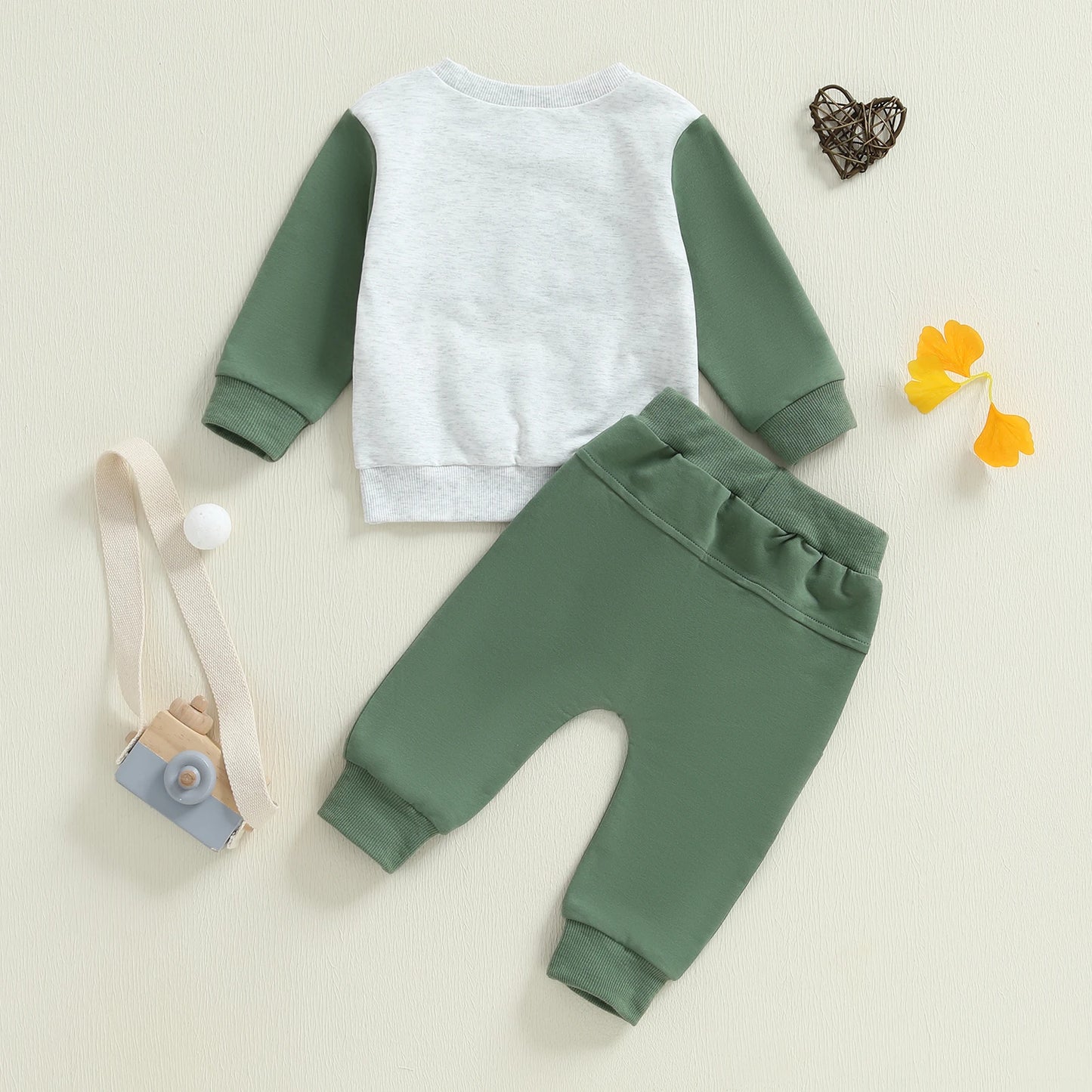 Baby Boy Little Bro Outfit – Fall/Spring – Letter Embroidery Pullover & Solid Pants Set