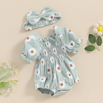 Daisy Smocked Romper & Headband