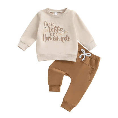 Baby & Toddler Thanksgiving Outfit – Fall – Long Sleeve Top & Elastic Pants 2‑Piece Set
