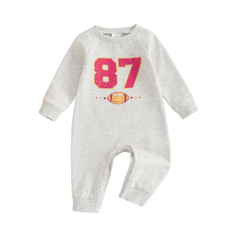 Baby Gender Neutral Football #87 Romper – Fall – Ribbed Long Sleeve Bodysuit (Infant/Toddler)