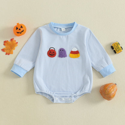Baby Halloween Romper – Striped Fall Outfit – Infant Toddler Bodysuit
