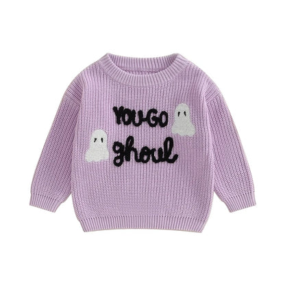 Baby Girl Halloween Knit Sweater – Fall/Winter – Warm Toddler Pullover