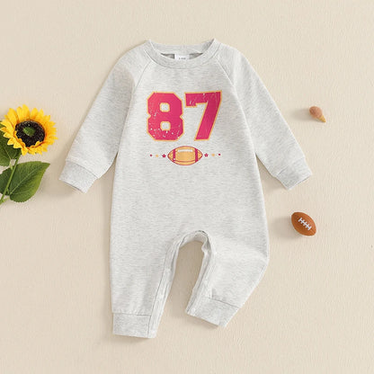 Baby Gender Neutral Football #87 Romper – Fall – Ribbed Long Sleeve Bodysuit (Infant/Toddler)