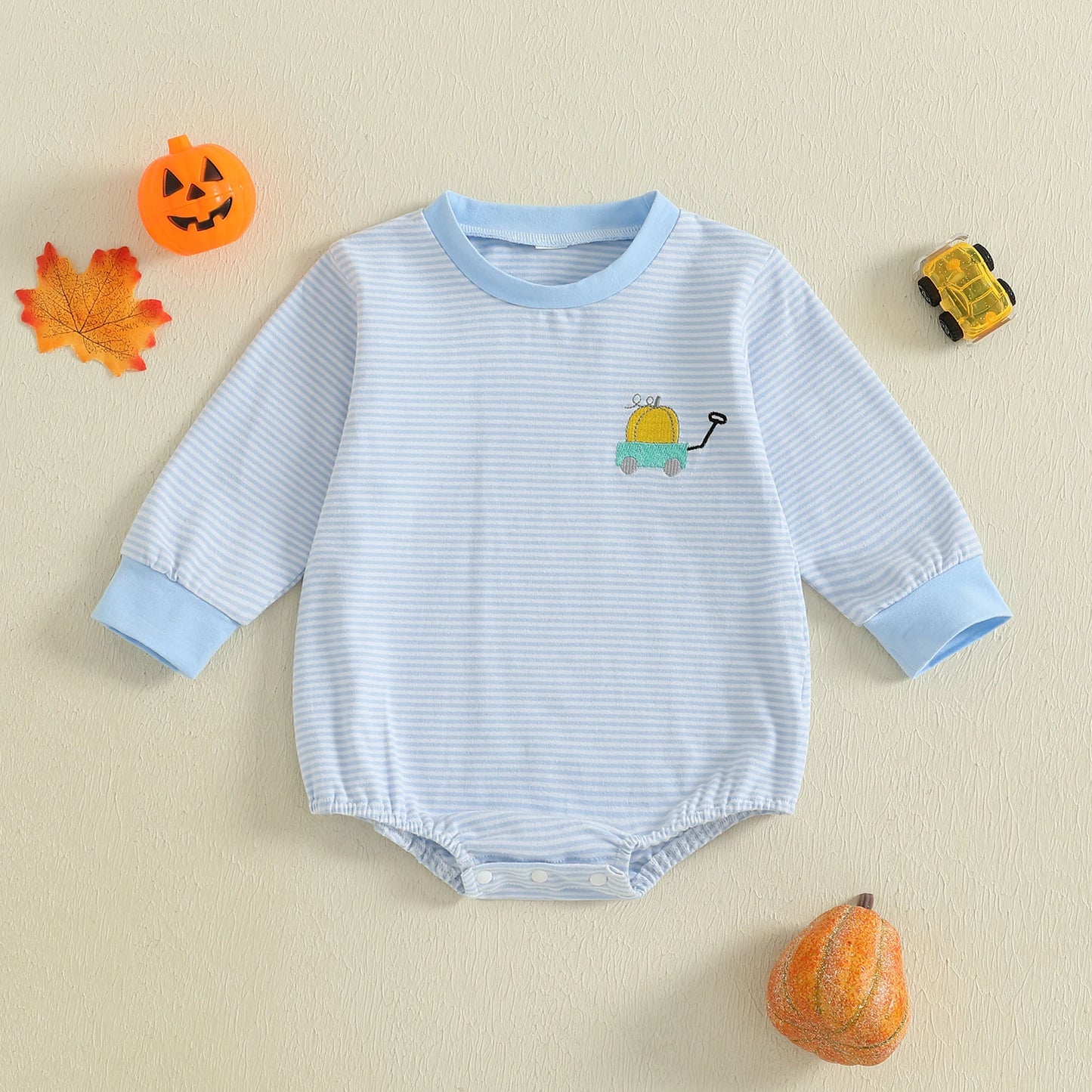 Baby Halloween Romper – Striped Fall Outfit – Infant Toddler Bodysuit