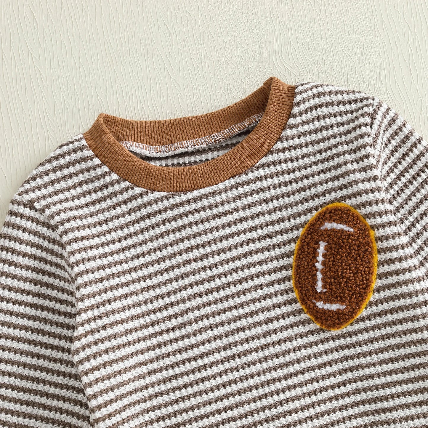 Baby Boy Football Stripe Outfit Set – Long Sleeve Embroidery Top & Striped Pants – Infant Toddler Fall Casual Clothes