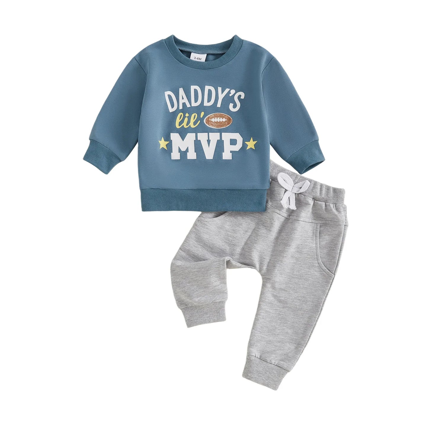 Baby Boy Football 2‑Piece Fall Outfit – Daddy’s Lil MVP