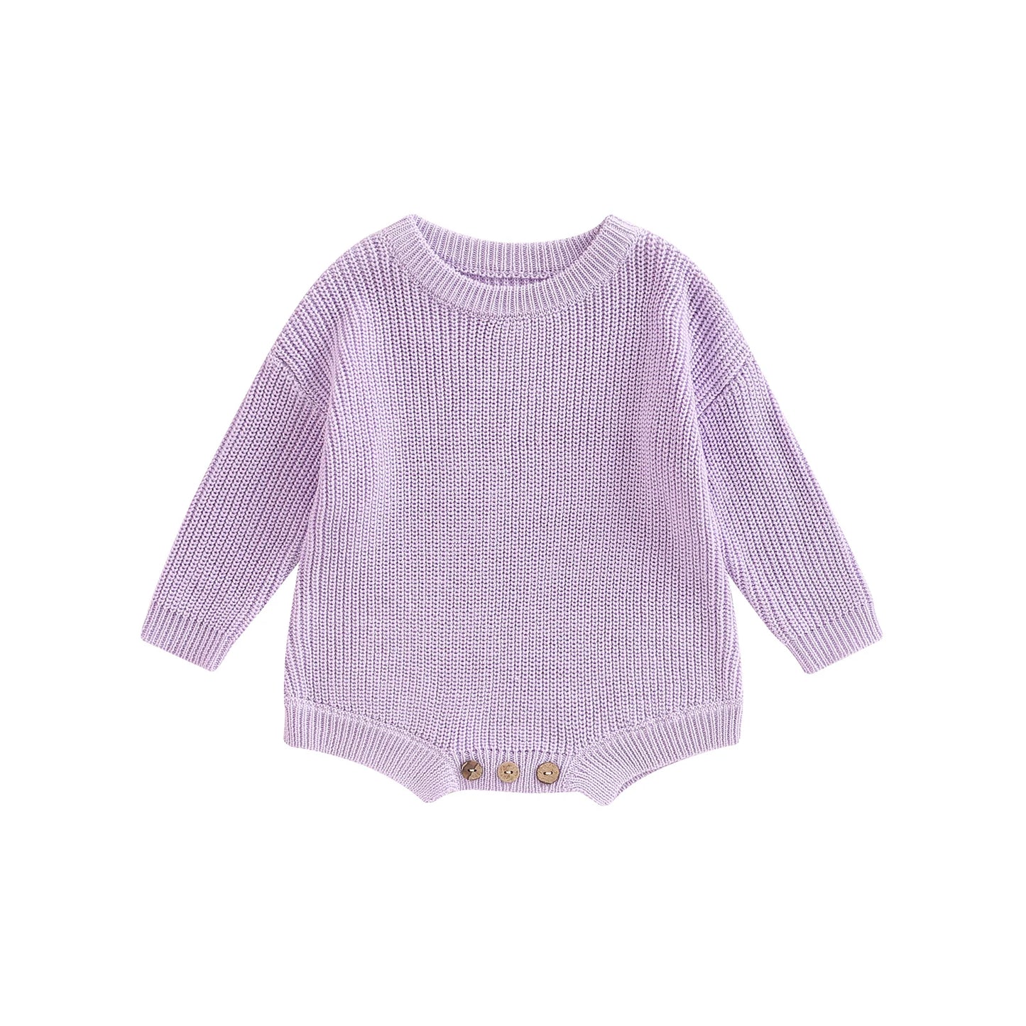 Gender Neutral Baby Toddler Knit Round Neck Long Sleeve Bodysuit