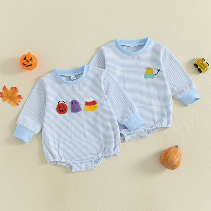 Baby Halloween Romper – Striped Fall Outfit – Infant Toddler Bodysuit