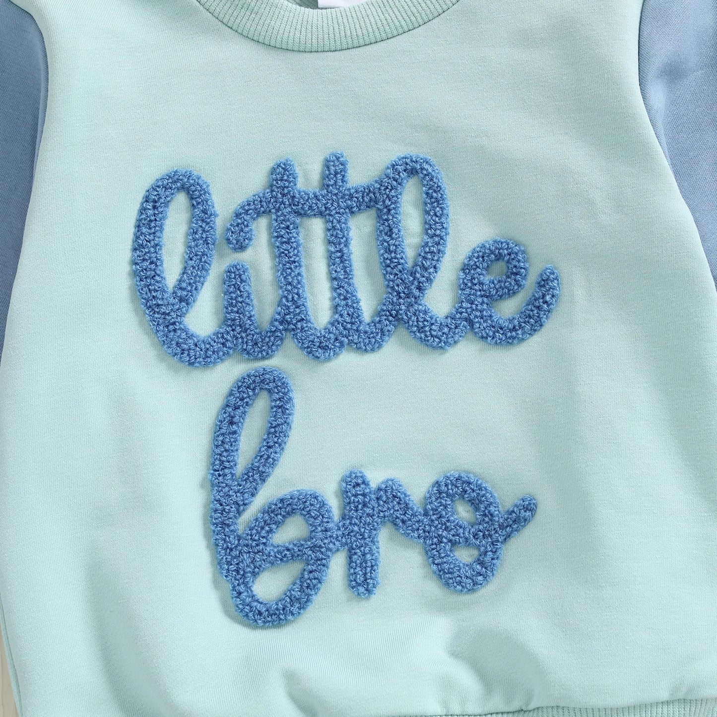 Baby Boy Little Bro Outfit – Fall/Spring – Letter Embroidery Pullover & Solid Pants Set