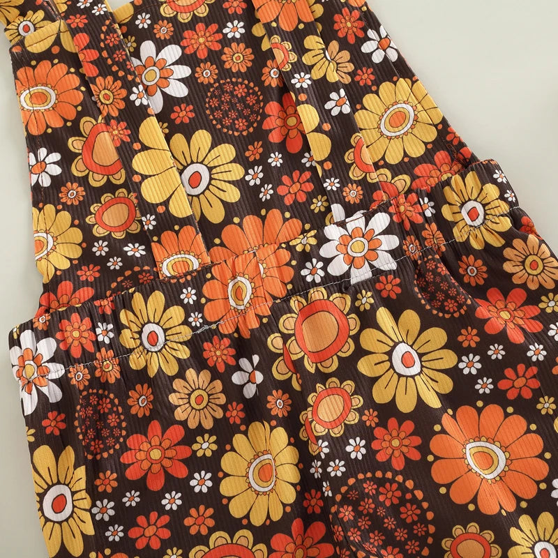 Toddler Baby Kid Girl Romper Sleeveless Off Shoulder Flower Print Loose Long Ruffle Romper