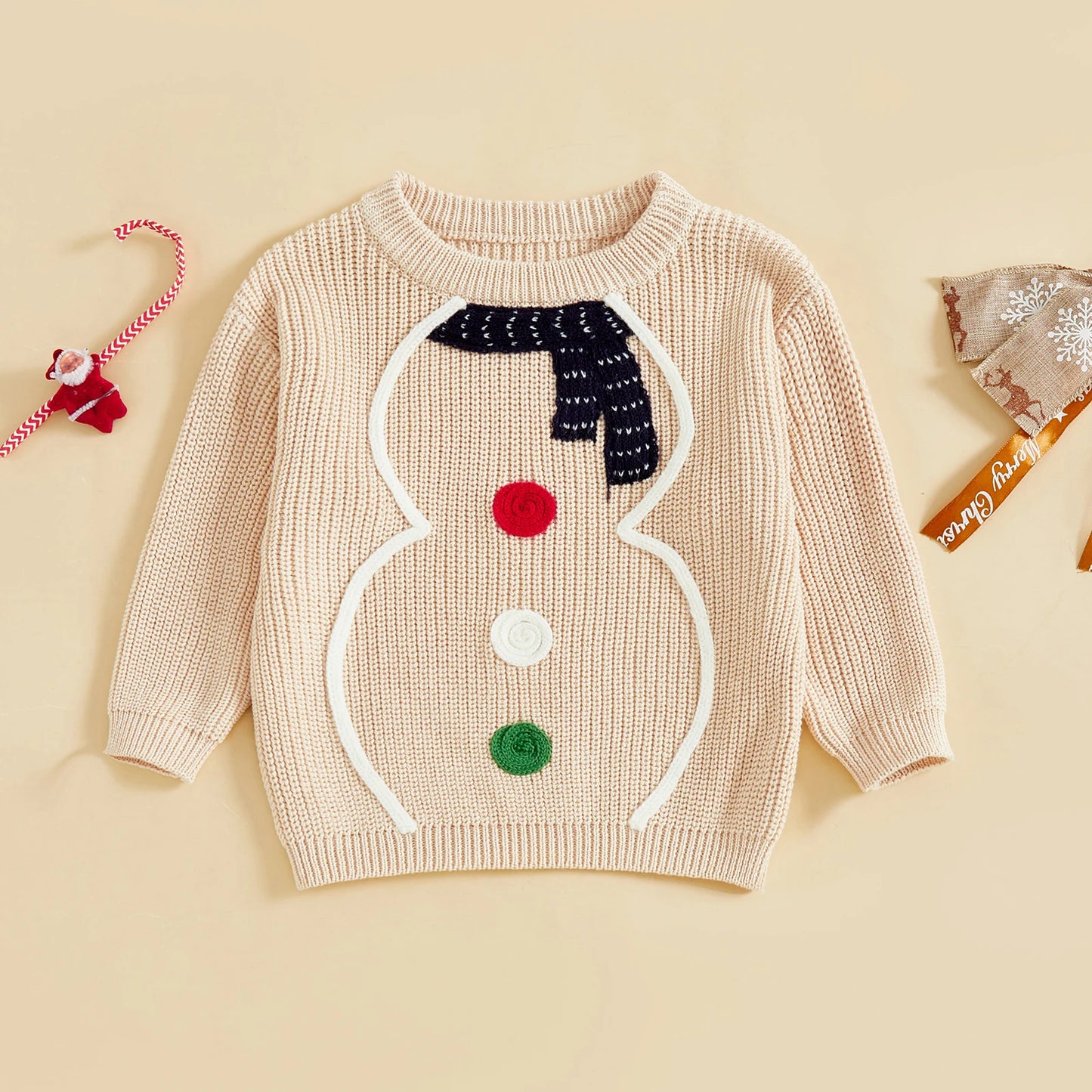 Baby Christmas Snowman Knit Sweater – Winter/Fall – Warm Pullover for Boys & Girls