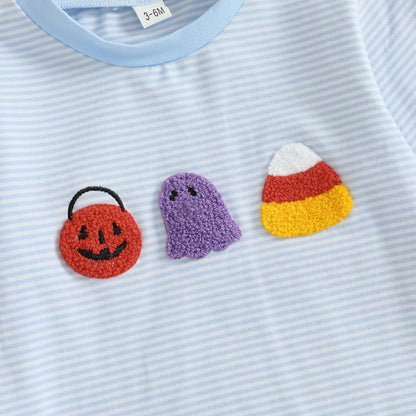 Baby Halloween Romper – Striped Fall Outfit – Infant Toddler Bodysuit