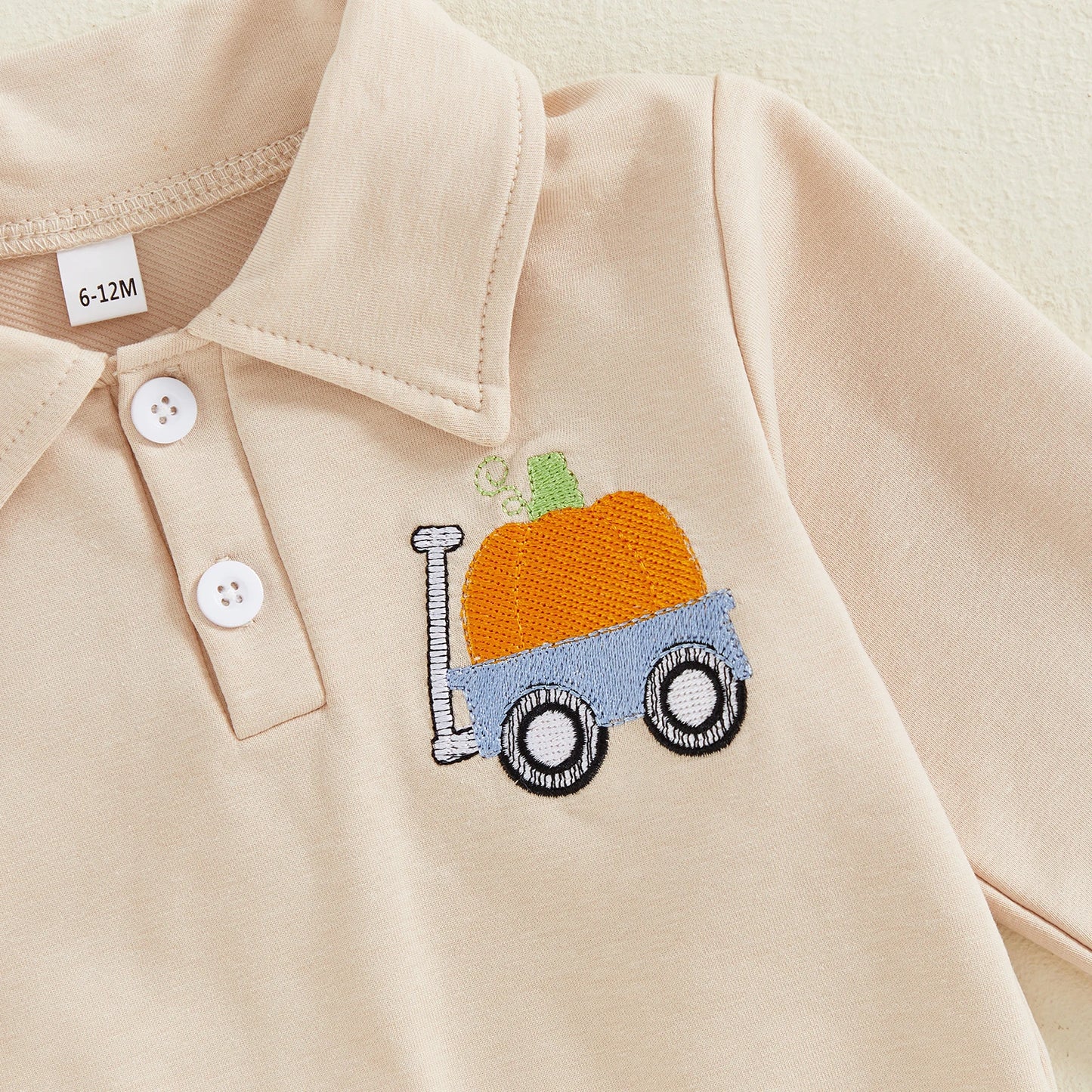 Toddler Baby Boy Pumpkin Lapel Sweatshirt – Halloween/Fall – Long Sleeve Pullover