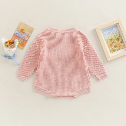 Gender Neutral Baby Toddler Knit Round Neck Long Sleeve Bodysuit