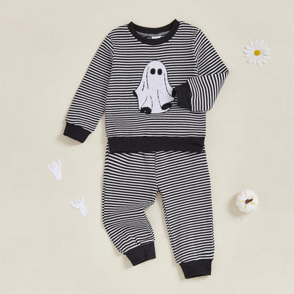Baby Boy Ghost Striped Sweatshirt & Pants – Halloween