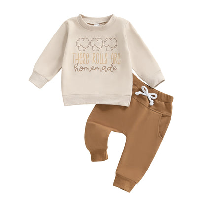 Baby & Toddler Thanksgiving Outfit – Fall – Long Sleeve Top & Elastic Pants 2‑Piece Set