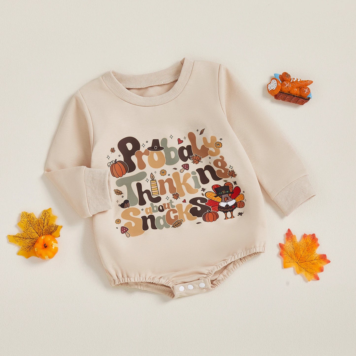 Baby Thanksgiving Letter Romper – Fall – Long Sleeve Bodysuit
