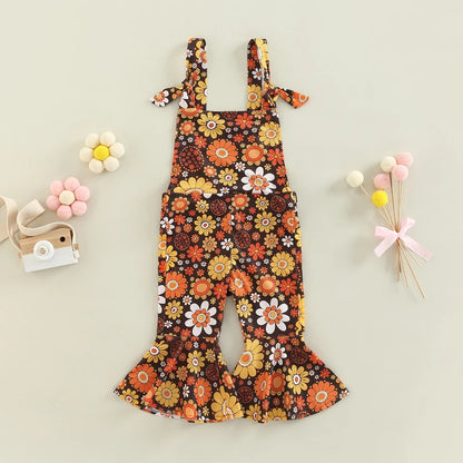 Toddler Baby Kid Girl Romper Sleeveless Off Shoulder Flower Print Loose Long Ruffle Romper