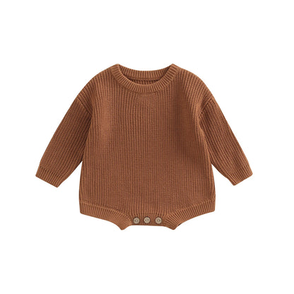 Gender Neutral Baby Toddler Knit Round Neck Long Sleeve Bodysuit