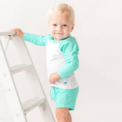Island Blue Raglan Long Sleeve Rash Guard